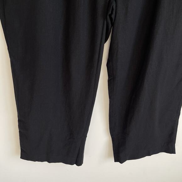 Old Navy Women's XXL Linen blend Wide Leg Pull On Pants Comfort Waist Black - Picture 4 of 15